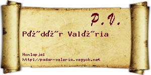 Pádár Valéria névjegykártya