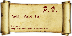 Pádár Valéria névjegykártya